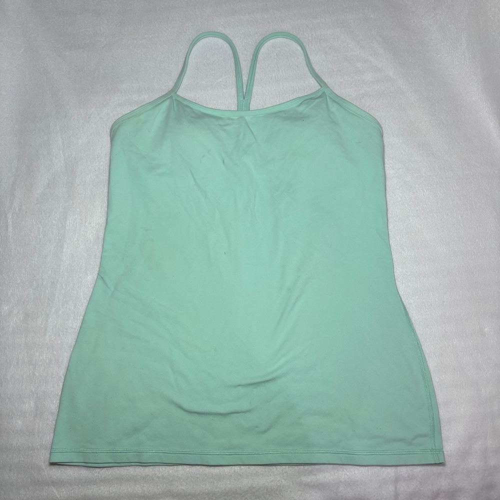 Lululemon Power Y Tank Luon Toothpaste Mint Green Size 12 Yoga Top - Picture 4 of 7